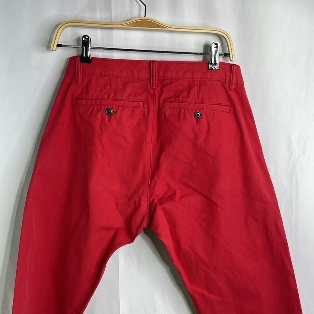 Lands End red canvas, flat front khakis